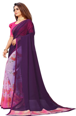 VARNI DESIGNER HUB Printed Bollywood Georgette Saree(Purple)