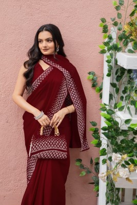 Krishna R fashion Embellished Bollywood Chiffon Saree(Maroon)