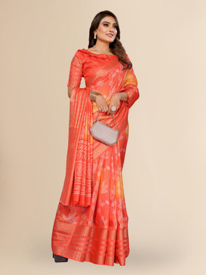 ALAGINI Printed Bollywood Silk Blend Saree(Red)