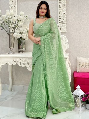 ANOUK Embellished Daily Wear Pure Cotton Saree(Green)