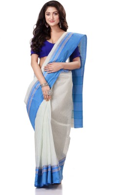 Desh Bidesh Self Design, Solid/Plain, Woven, Striped Handloom Handloom Cotton Blend, Pure Cotton Saree(Multicolor)