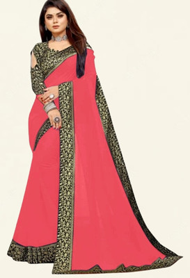 Jevlan Solid/Plain Bollywood Georgette Saree(Multicolor)