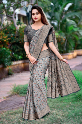 M.B.ENTERPRISE Digital Print Banarasi Crepe Saree(Purple)