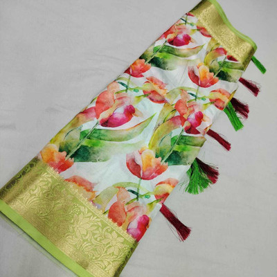 RAJ DARBAR Digital Print Bollywood Crepe Saree(Red)