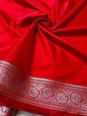 AFsaree Solid/Plain Banarasi Satin Saree(Red)