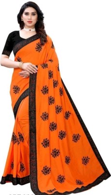 KELTAX STORE Printed Daily Wear Georgette Saree(Orange)