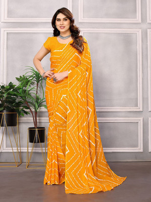 Moda Rapido Printed, Self Design Daily Wear Georgette Saree(Yellow)