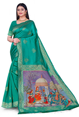 sarees Woven Banarasi Jacquard Saree(Green)