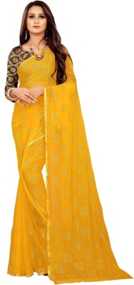 Aardiva Printed Daily Wear Chiffon Saree(Yellow)