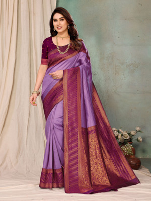 Soor Panchi Woven Banarasi Pure Silk Saree(Purple)