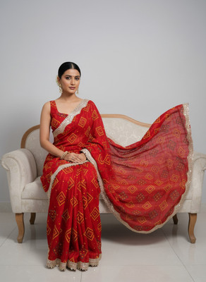 Sareez House Printed Bollywood Chiffon Saree(Red)