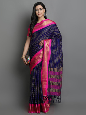 Divastri Woven Kanjivaram Pure Silk Saree(Dark Blue)