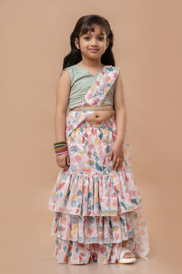 Cutiediva Floral Print Bollywood Georgette Saree(Pack of 3, Multicolor)