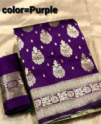 Moonlight Embroidered Banarasi Pure Silk Saree(Purple)