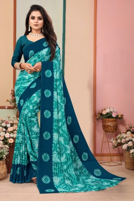 SHUBHSWAR Printed Bollywood Georgette Saree(Light Blue)