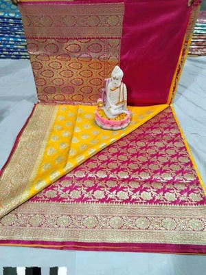 katan Woven Banarasi Handloom Pure Silk Saree(Multicolor)