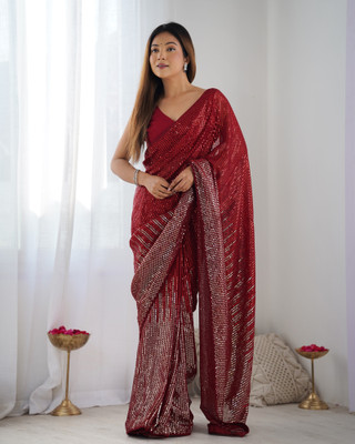 Moda Rapido Embroidered Bollywood Georgette Saree(Black)