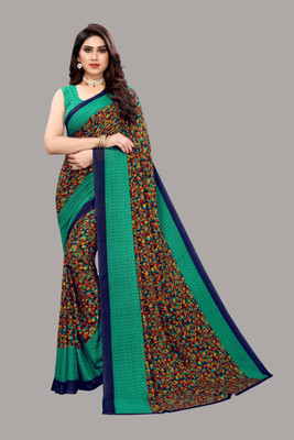Priyashi Printed Daily Wear Georgette Saree(Green)