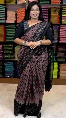 MAAKALITEX Geometric Print, Printed, Woven Bollywood Cotton Linen Saree(Purple)