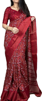 Bhuwal Fashion Printed Bollywood Art Silk Saree(Red)