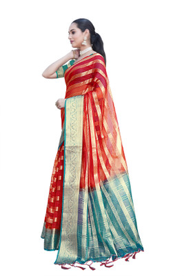 Aarunika SST Printed Bollywood Organza Saree(Red)