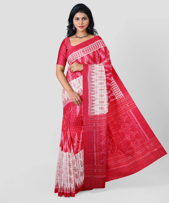 DK FASHION Printed Sambalpuri Pure Cotton Saree(Red)