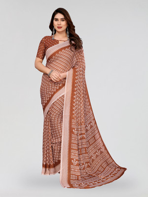 Moda Rapido Floral Print Daily Wear Georgette Saree(Brown)