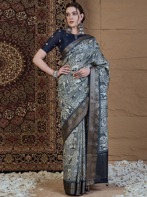 ANOUK Printed Chinnalapattu Viscose Rayon Saree(Multicolor)