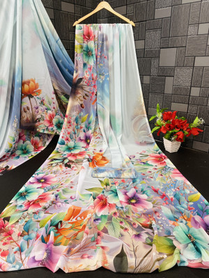 Yashvisaree Digital Print, Floral Print Bollywood Georgette Saree(Multicolor)