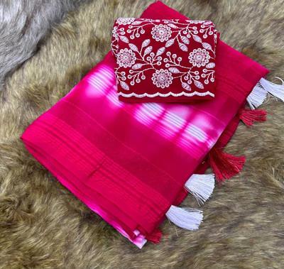 CLICKTHEMALL Self Design Bollywood Viscose Rayon Saree(Pink)