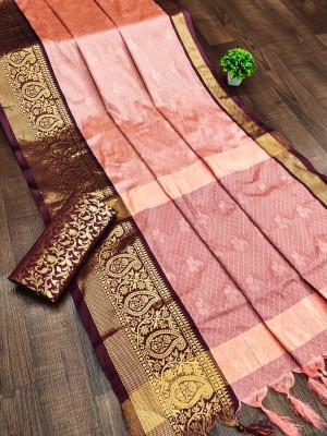 HouseOfCommon Woven Bollywood Jacquard, Art Silk Saree(Pink, Maroon)