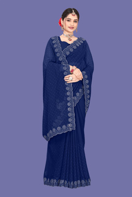 Shiv Febric Embellished Bollywood Georgette Saree(Blue)