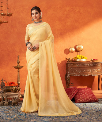 Sareemall Embellished Bollywood Chiffon Saree(Yellow)