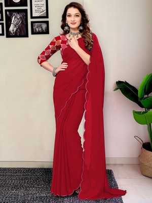 AVIRAT DESIGNER STUDIO Embroidered Bollywood Georgette Saree(Red)
