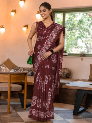 Divastri Printed Daily Wear Silk Blend Saree(Maroon)