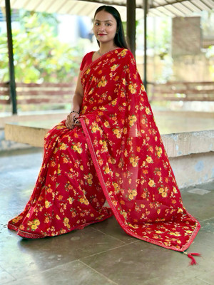 S.R.TEXTILES Printed Daily Wear Georgette Saree(Multicolor)