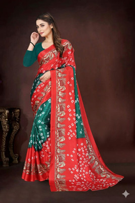 jihana fab Printed Banarasi Chiffon Saree(Multicolor)