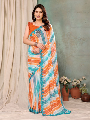 UDANI ENTERPRISE Self Design Bollywood Georgette Saree(Orange)