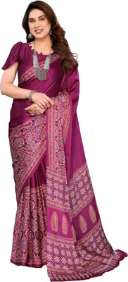 MOON VOGUE Self Design Banarasi Silk Blend Saree(Purple)