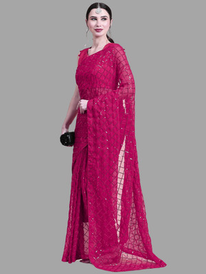 Divastri Self Design Bollywood Georgette Saree(Red)