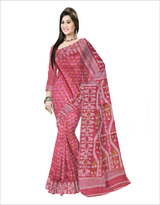 Pradip Fabrics Self Design Handloom Cotton Blend Saree(Red)