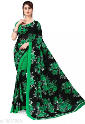 Suali Printed Bollywood Georgette Saree(Green)