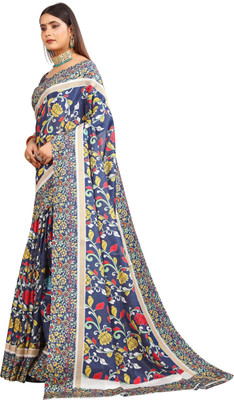 VISHNU Printed Kanjivaram Pure Cotton, Cotton Silk Saree(Multicolor)