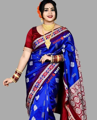 EEFA FASHION Printed Sambalpuri Art Silk Saree(Blue)