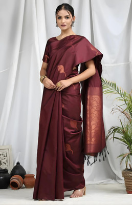 fosgen etp Self Design Kanjivaram Pure Silk Saree(Maroon)
