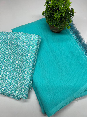 Vijayhanuman Embroidered, Solid/Plain Daily Wear Georgette Saree(Light Blue)