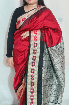 Cirkirow Temple Border Sambalpuri Art Silk Saree(Red)