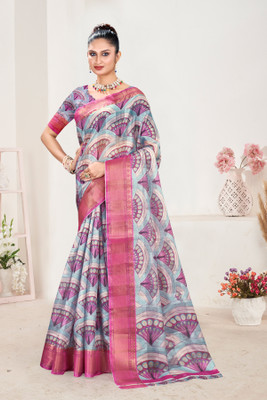 ANKITFASHION Printed Bollywood Cotton Silk Saree(Multicolor)