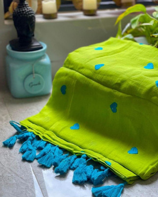 Sourav textile Embroidered Tant Cotton Blend Saree(Green)