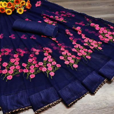 PATLANI STYLE Embroidered Bollywood Net Saree(Multicolor)